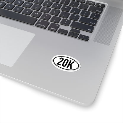 20K Vinyl Sticker, 4 Sizes, Oval Running Decal for Runners & Race Finishers
