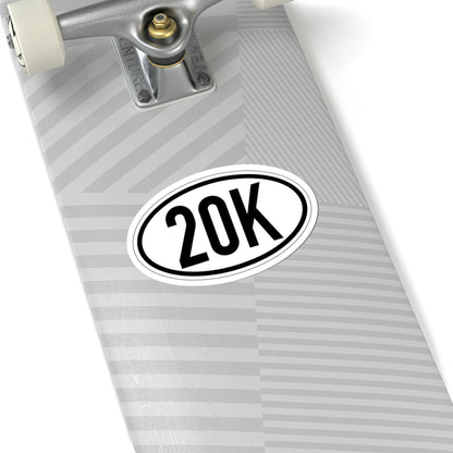 20K Vinyl Sticker, 4 Sizes, Oval Running Decal for Runners & Race Finishers